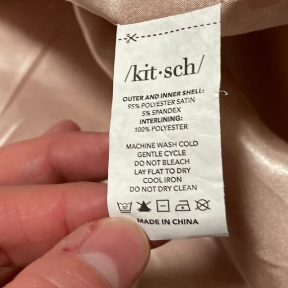 Kitsch Glazey Satin Oversized Hoodie Blush One Size Fits Most - Picture 6 of 10